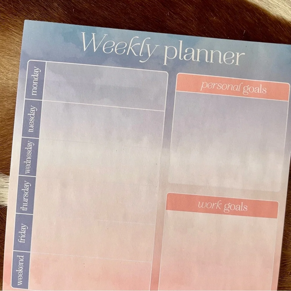 🏷️🎉🆕 kawaii blue pink ombre weekly planner desktop memo pad